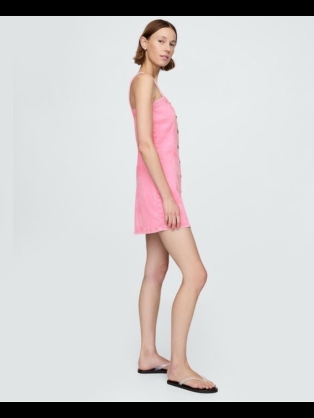 🌸💕 GAP Hot Pink Button-Front Mini Dress M - Picture 3 of 6